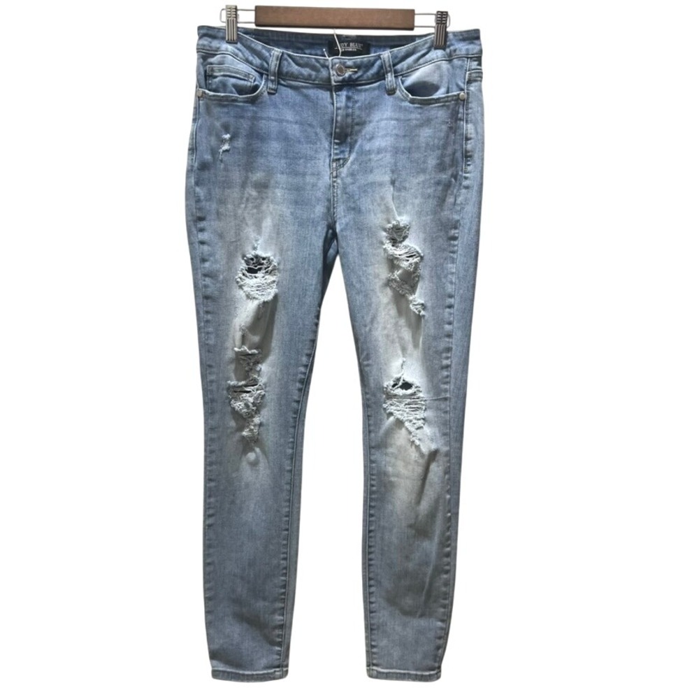 Judy Blue Women's Size 32‎ Skinny Fit Distressed Light Wash Jeans Ripped Denim